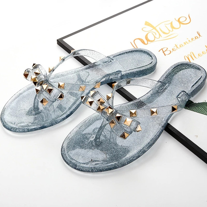 new rivet bow sandals and slippers summer crystal shoes outdoor flip flops