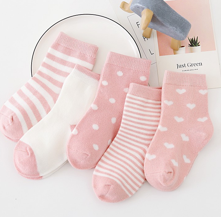 5Ps / boys' and girls' cotton medium socks floor socks baby socks baby