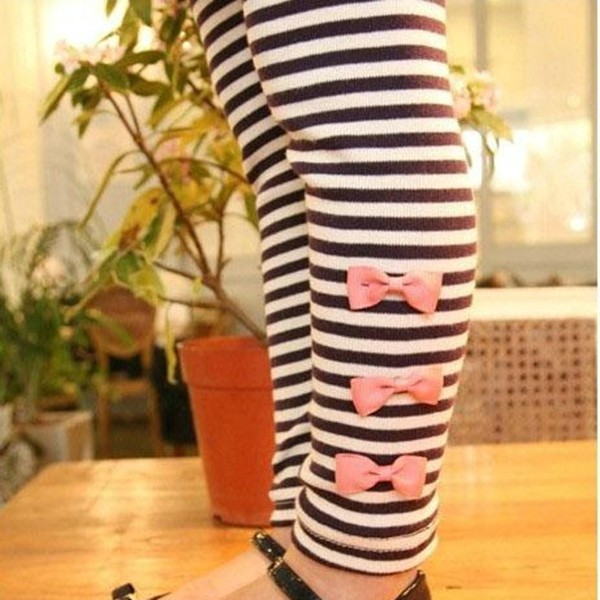 Winter Baby Girl Clothing Set Long Sleeve Bow T-shirt Top +strip Pants with Small Bow Kid Girls Clothing Suits Outfits