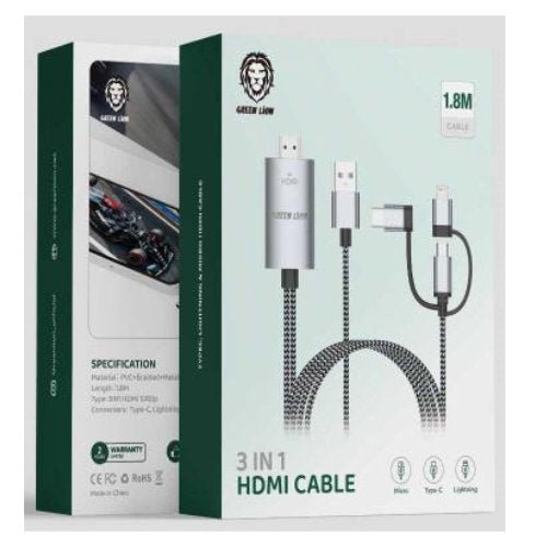 GREEN LION 3IN1 HDMI CABLE 1.8M BLACK