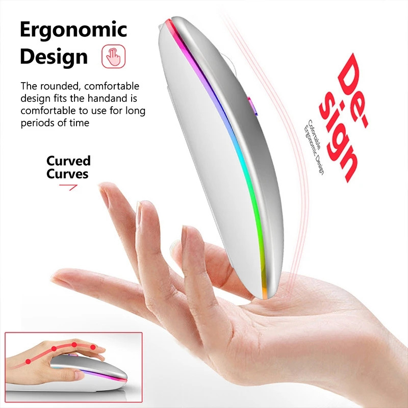 Original Bluetooth Wireless Mouse for Laptop Tablet Computer LED USB Rechargeable Bluetooth Mice 3600DPI Gaming Mouse Mause