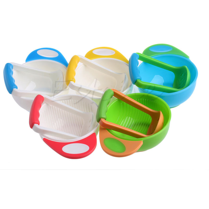 Kid Baby Learning Dishes Grinding Bowl, Baby Handmade Grinding Fruit Supplement,Children Infant Food Mill Bowl