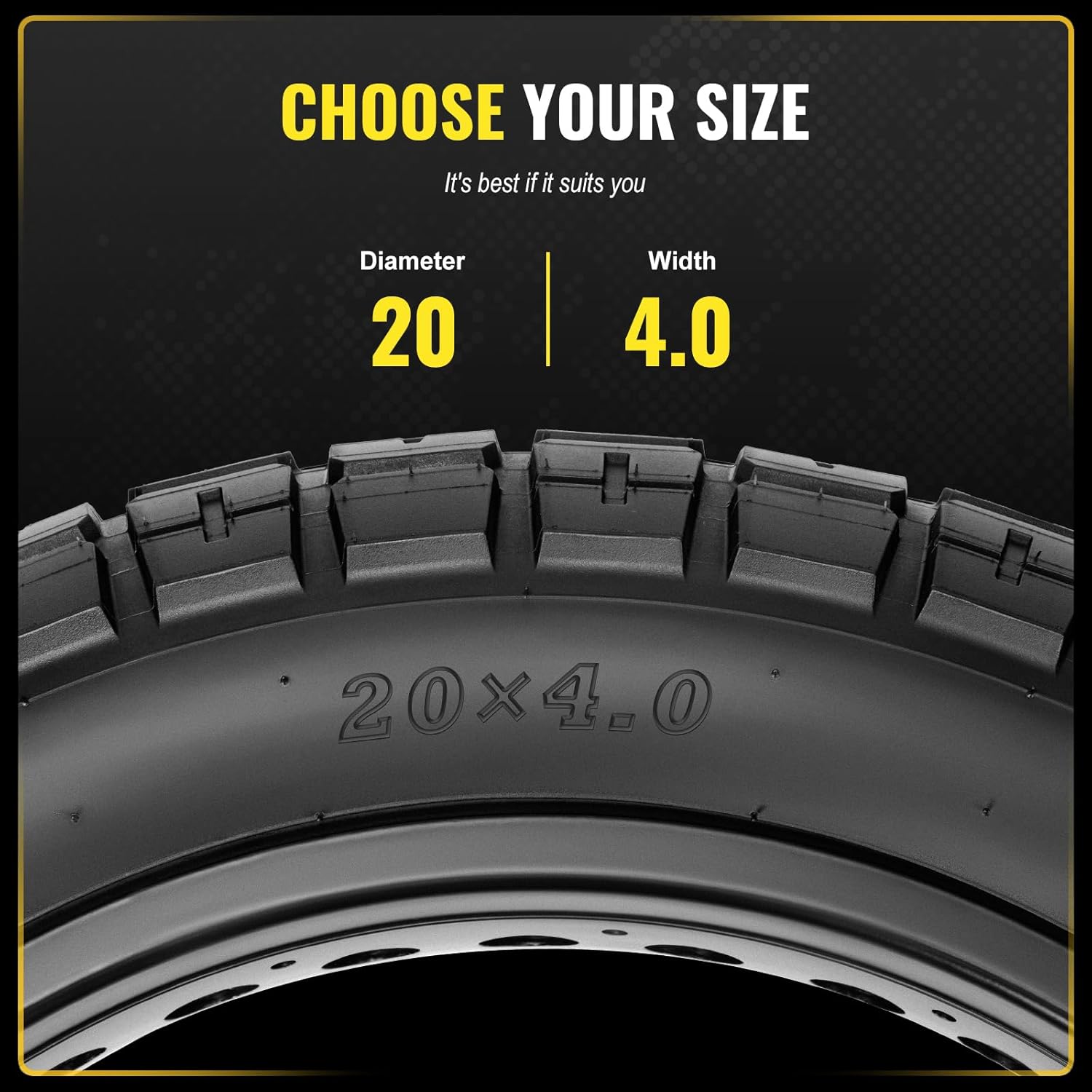 E-Bike Fat Tire: 20x4.0 Inch Puncture Protection Folding Replacement - All Terrain Electric Bike & Mountain Snow Tire for Street/Trail Riding