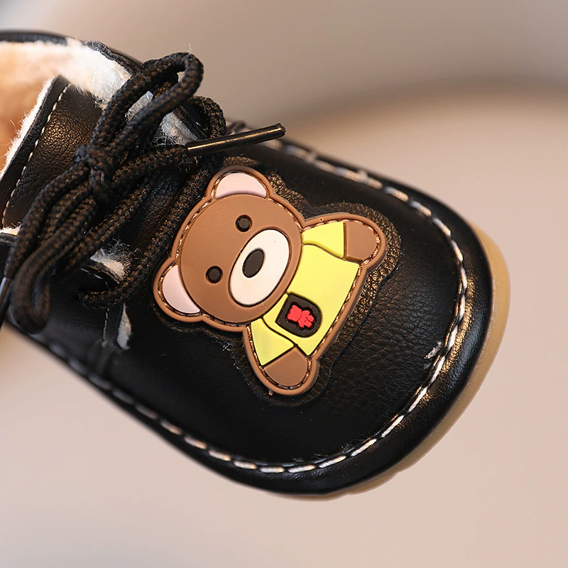 1Pair Baby cotton shoes for winter boys and girls aged 1-3, learning to walk shoes with thick velvet and soft sole