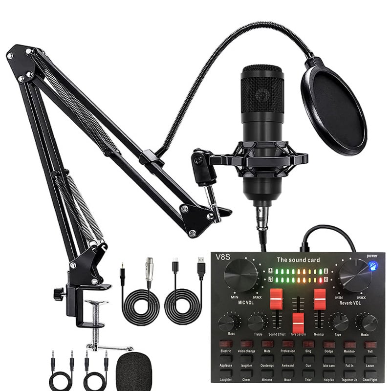 BM800+V8 live broadcast equipment professional condenser microphone microphone V8 boom recording studio equipment