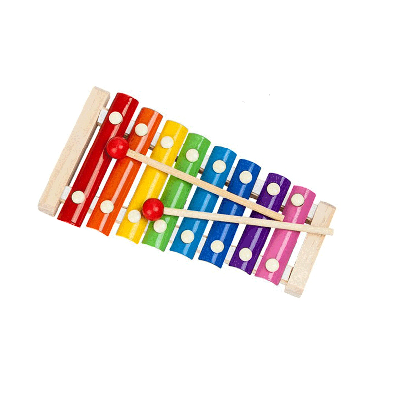 Wooden Eight tone Hand Qin for Infants and ChildrenPuzzle Musical Instrument Toy for 1-2-3 Year Old ChildrenSmall Wooden Qin