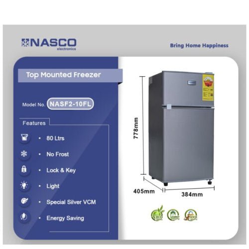 NASCO 76LTR TABLE TOP REFRIGERATOR NASF2-10FL