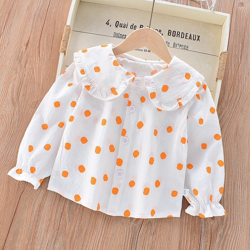 Girls Spring Autumn Shirts 2023 New Turn Down Collar Single Breasted Kids Tops Korean Style Fashion Floral Print Ruffles Shirts