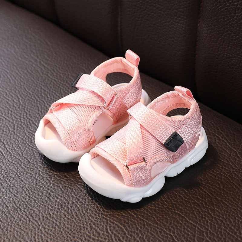 12-16CM Kids Sandals Mesh Breathable Baby Girls Hollow Pure Sandals Closed Toe Infant Party Soft Flats Walkers