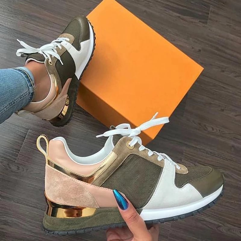 Women's sneakers shoes thick-soled sports ladies breathable running walking sneakers low-cut color matching women's shoes