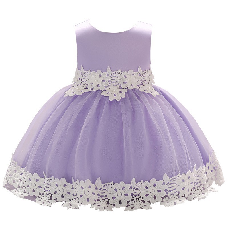 New Girls' and Children's Clothing Children's Wedding Dress Baby's First Year Dress Decal Mesh Fluffy Skirt