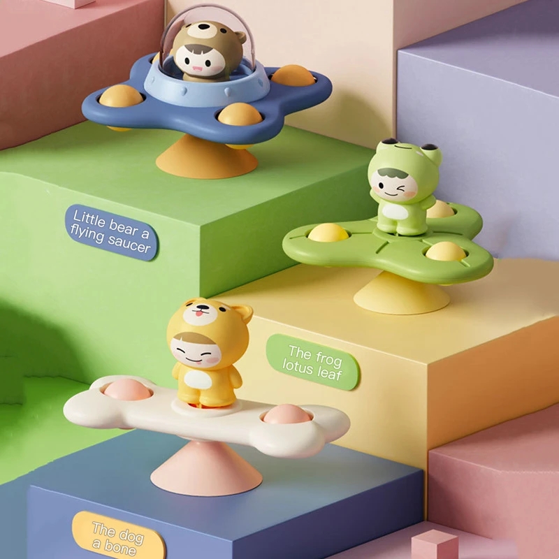 Baby Bath Toy Suction Cup Spinner Toy Boys Girls Funny Bathing Sucker Spinner Suction Cup Cartoon Rattles Fidget Educational Toy