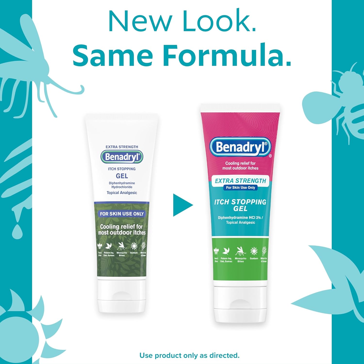 Benadryl Topical Itch Relief Gel, Extra Strength, Contains 2% DIPHENHYDRAMINE HCL, Soothing Relief from SCRAPES, Insect Bites, Sunburn, Poison Ivy and