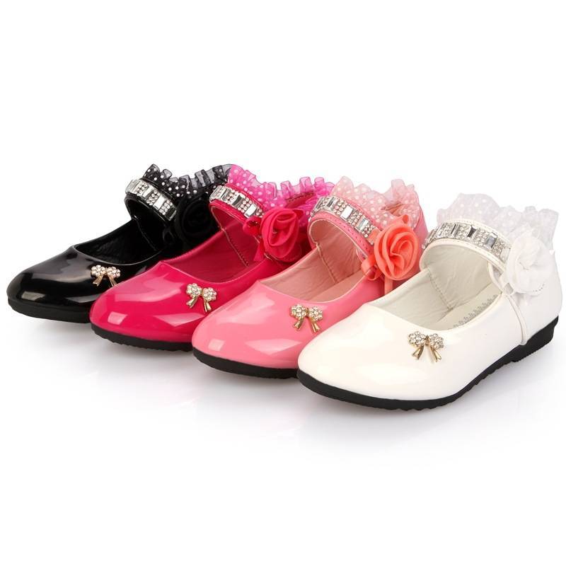 Autumn Bow Girls Leather Shoes Cute Fashion Floral Party Shoes Children Shoes