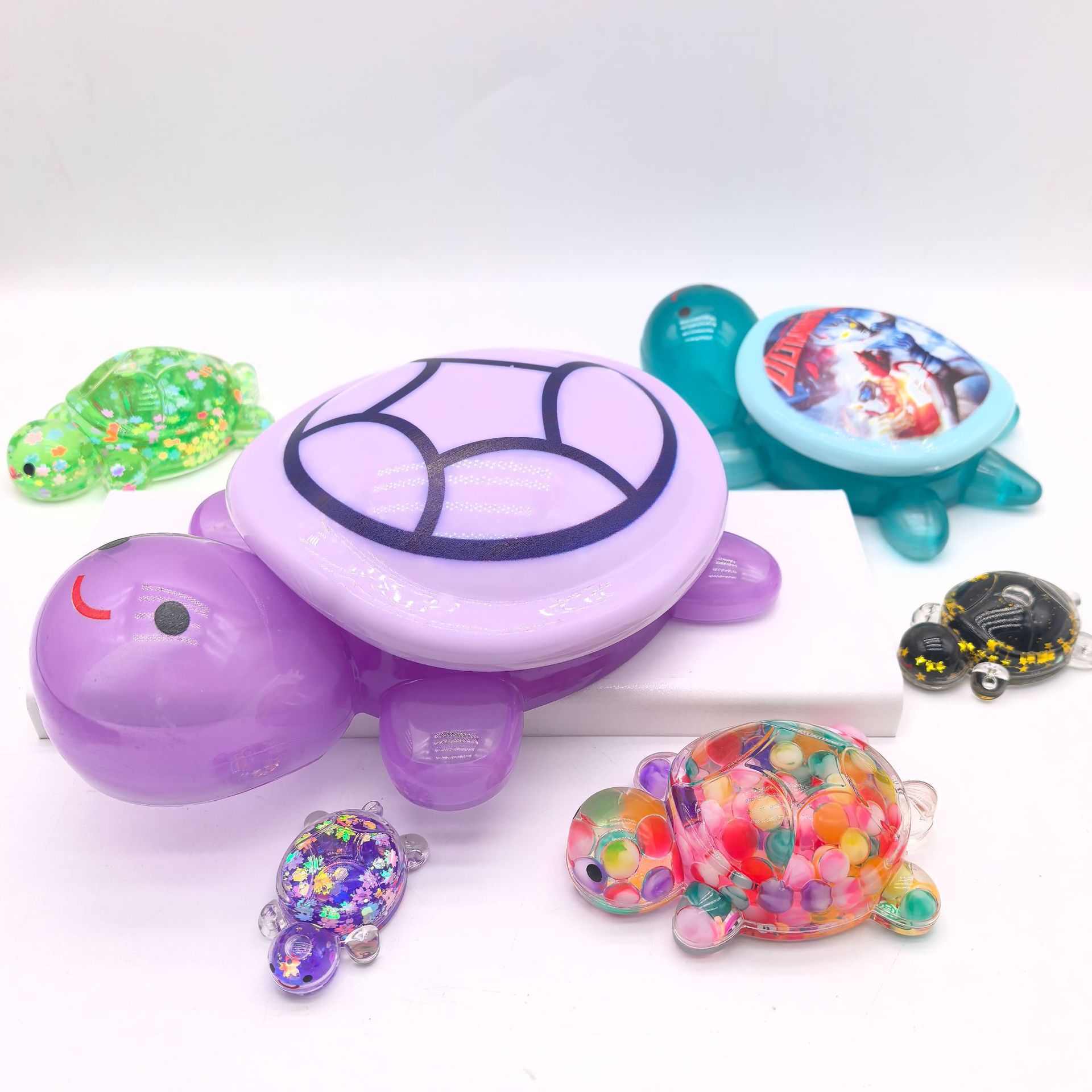 1PC Night Glow Large Turtle+100pcs Mini Luminous Turtles Figurines Resin Craft Glowing Turtle Storage Ornament Landscape Desktop