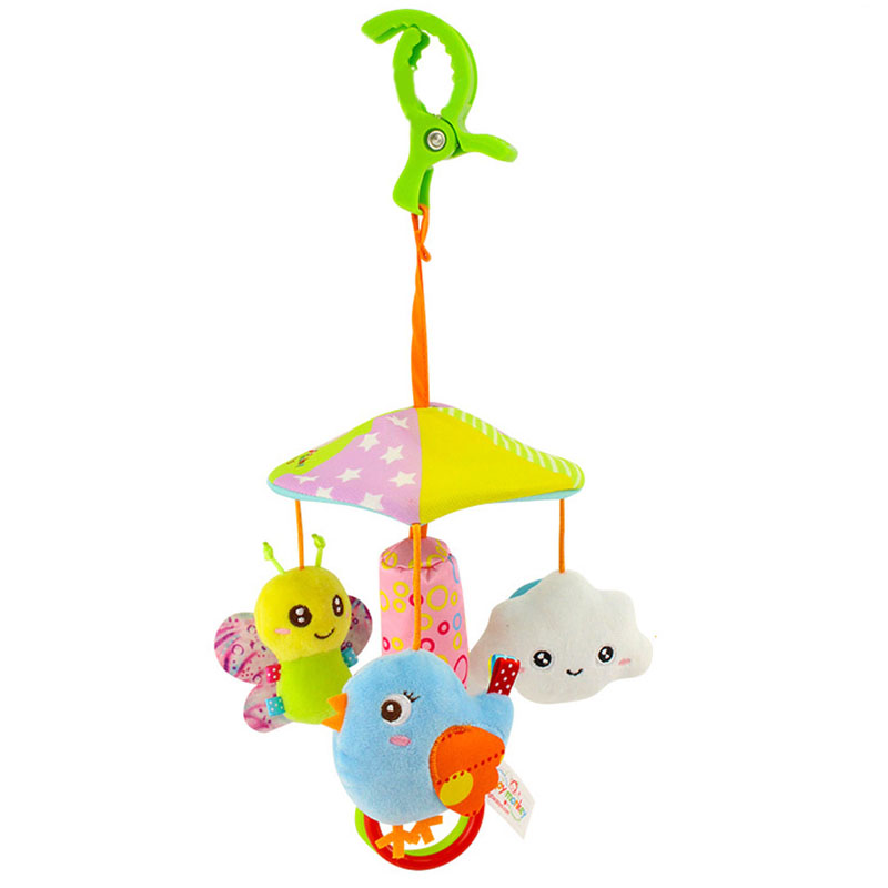 Baby Stroller Crib Pram Bed Hanging Toy Accessories Musical Rotating Plush Cartoon Cute Appease Soothing Hand-eye Coordination