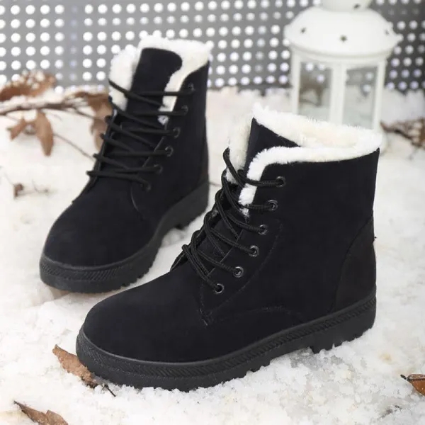 Women Winter Warm Fur Lined Snow Boots Casual Short Boots