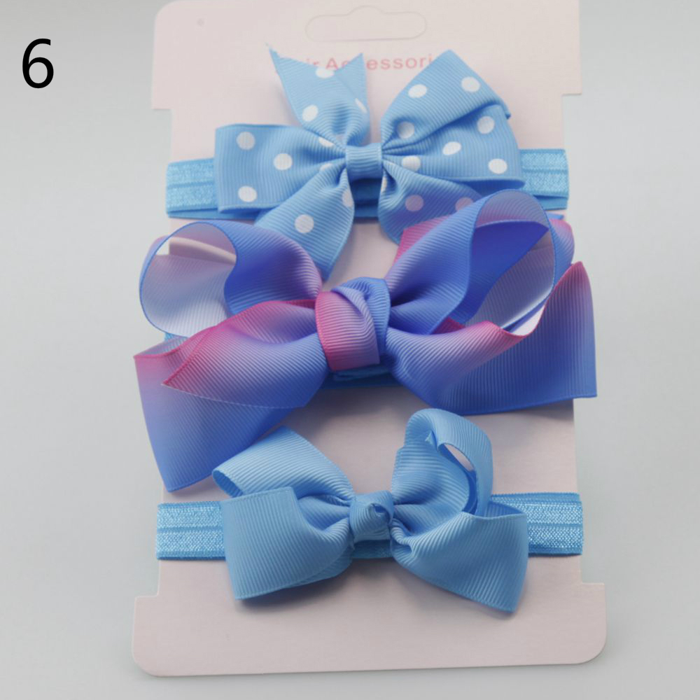 Children's Hair Accessories Bow Hair Three-piece Baby Headband Card Suit