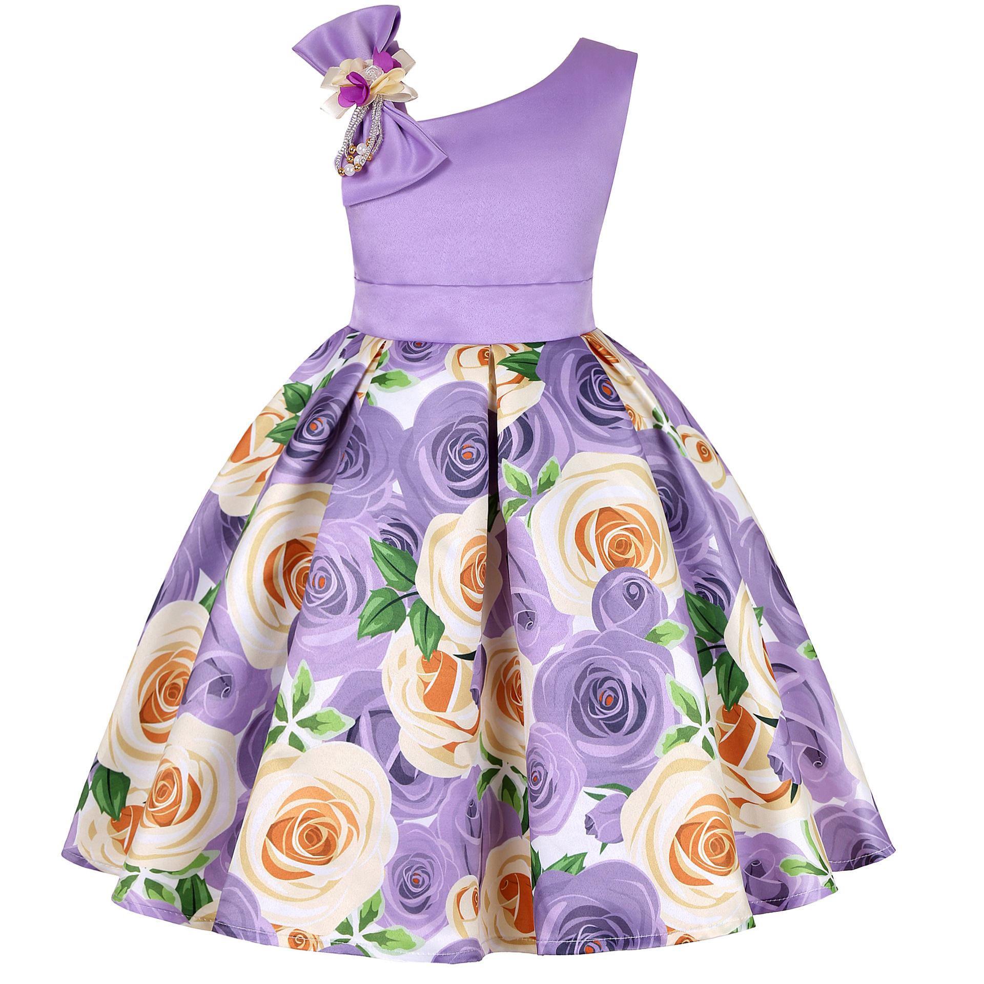 Summer Kids Flower Dresses for Girls Christmas Children Clothing Dress Princess Birthday Wedding Party Baby Girl Dress With Bow