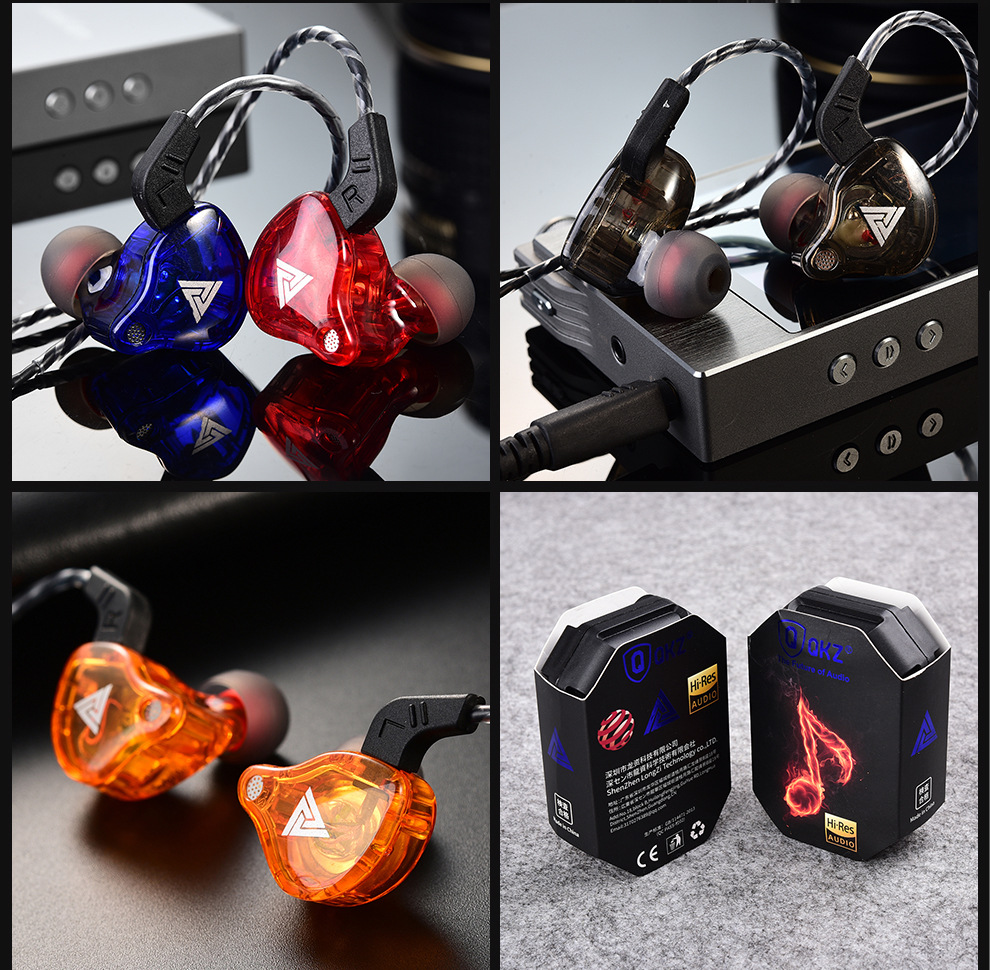 QKZ AK6 3.5mm Wired Headphones Copper Driver Stereo HiFi Earphone Bass Earbuds Music Running Sport Headsets Games Earphones