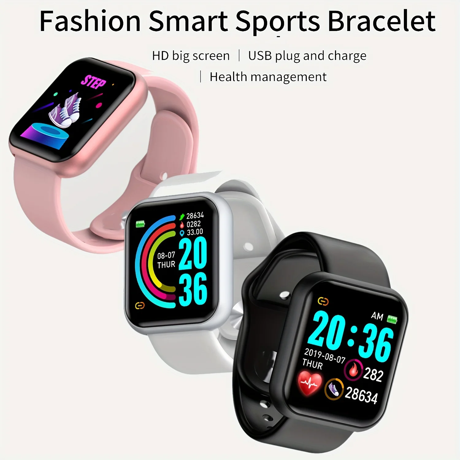 Smart Watch Y68 Color Screen Steps Counting Multi Sports Mode Message Reminder Music Remote Control Smart Band For Men And Women