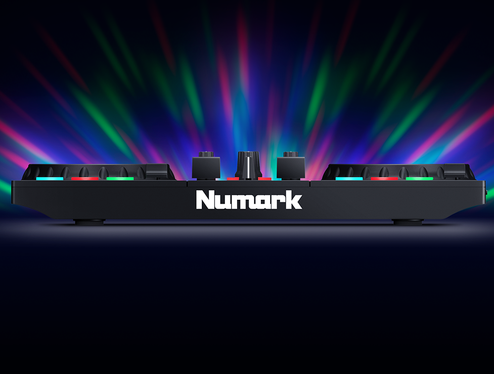 Numark Party Mix II - Complete DJ Controller Set for Serato DJ with 2 Decks, Party Lights, Headphone Output, Performance Pads
