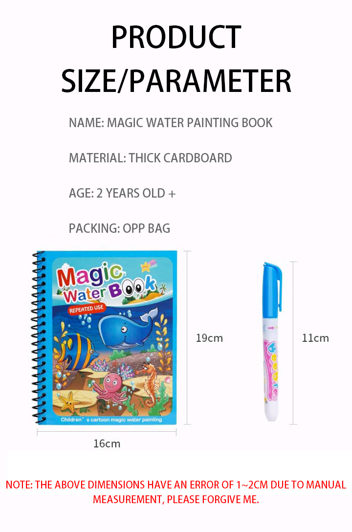 1pc Children Early Education Toys Magical Book Water Drawing Montessori Toys Gift Reusable Coloring Book Magic Random color