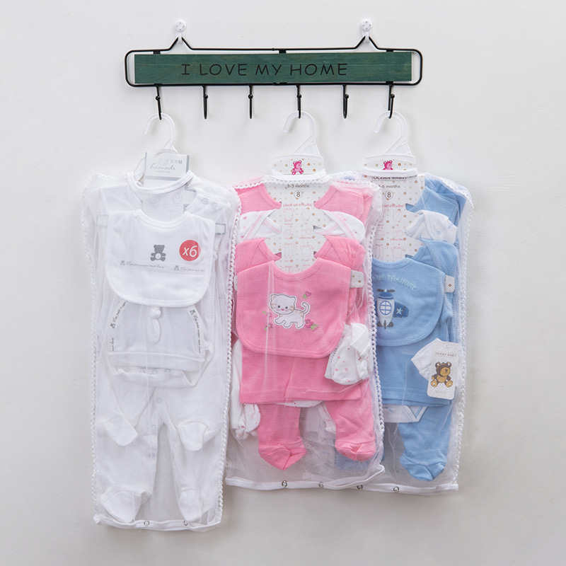 Baby Care Cartoon Printed Newborn Clothing Six-Piece Set 0-1 Year Old Baby Set Cross border Hot Selling Baby Clothing