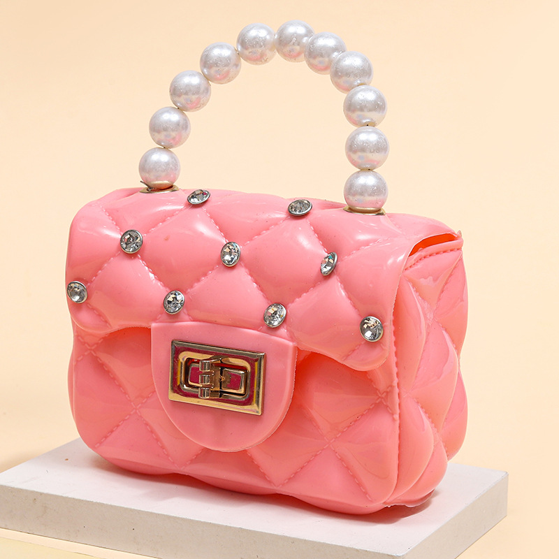 Fashion Kids PVC Handbag Girls Pearl Handbag Bill of Lading Children Mini Coin Purses Jelly Bag Kids Handbag