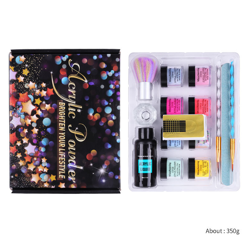 Nail Acrylic Powder Set and Liquid Monomer Nails Art Decoration for Manicure Kit Crystal Nail Glitter 3D Nail Tips Carving Tools