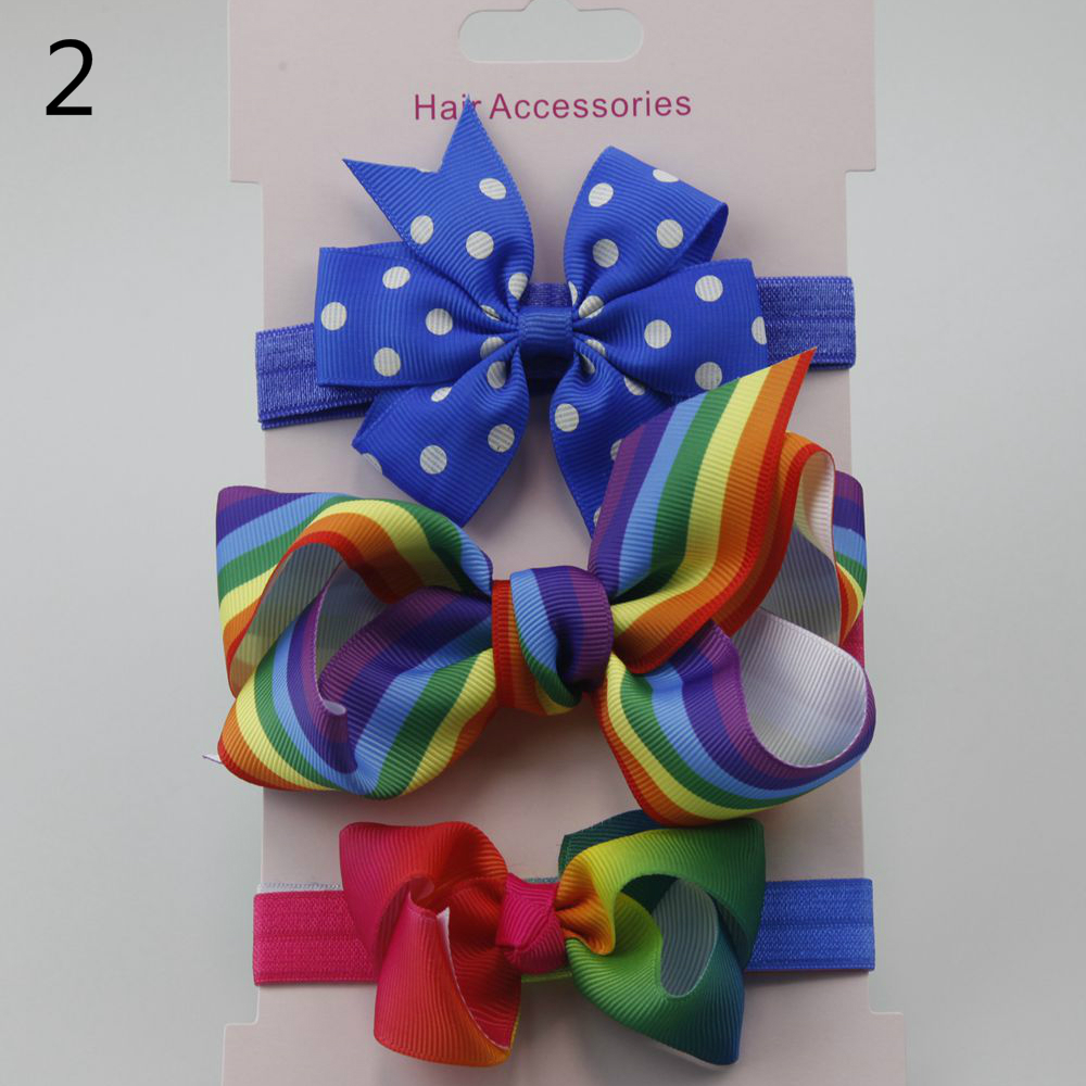 Children's Hair Accessories Bow Hair Three-piece Baby Headband Card Suit