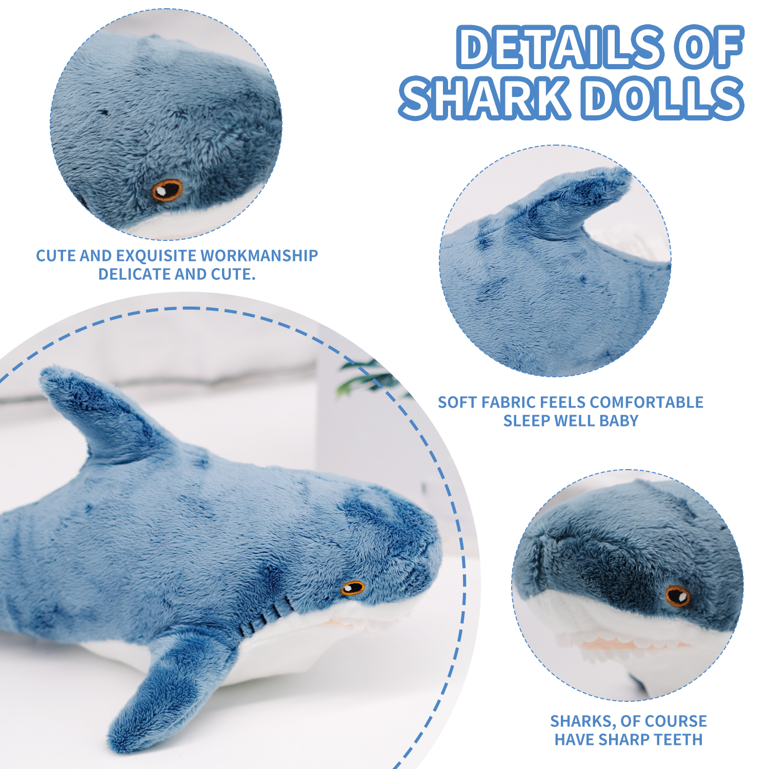 30cm Giant Shark Plush Stuffed Toy Soft Animal Reading Pillow for Christmas Gifts Cushion Doll Gift For Kids