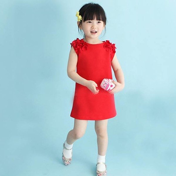 Cherubear girls clothing baby children round neck flower vest dress