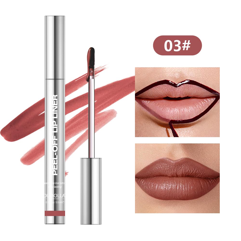 BANGFENG 4Pcs Peel Off Lip Liner Stain Set - Long-Lasting, Smudge-Proof, Waterproof Nude Matte Lip Tint, Non-Fading Peel Off Lip Color, Effortless Pre
