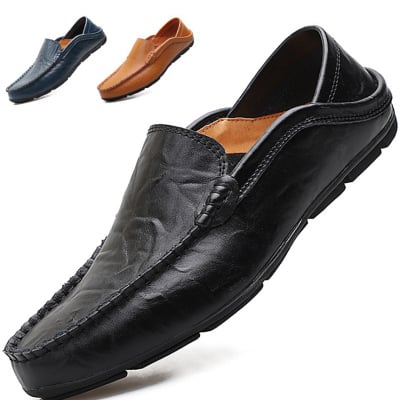 38-47 Casual Men Flats Soft Leather Car Driving Shoes Fashion British Breathable Business Doug Shoes Loafers Leisure Moccasins