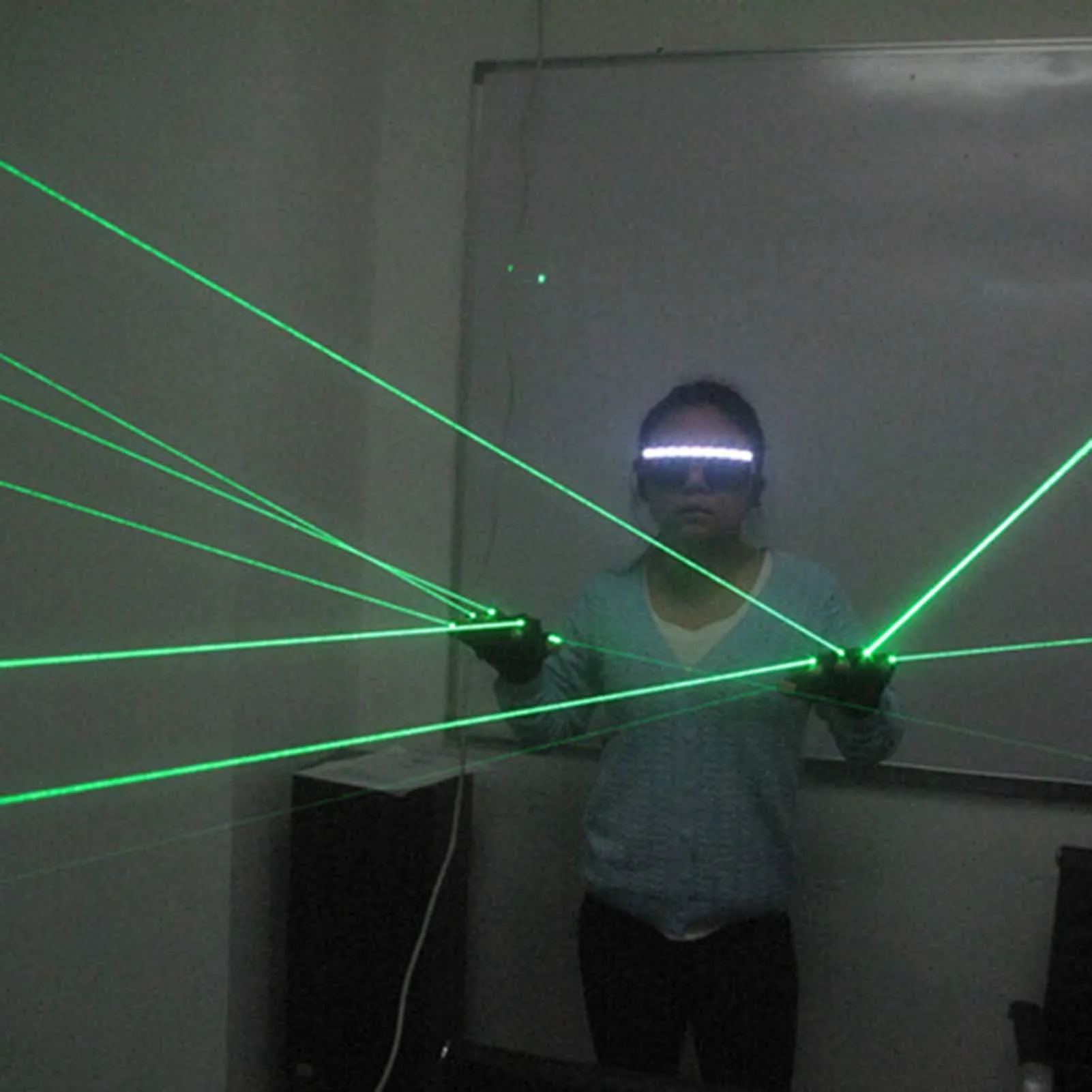 Left Hand Right Hand Vortex Green 532nm Laser Gloves DJ Dancing Club Rotating Laser Show Light Lazers