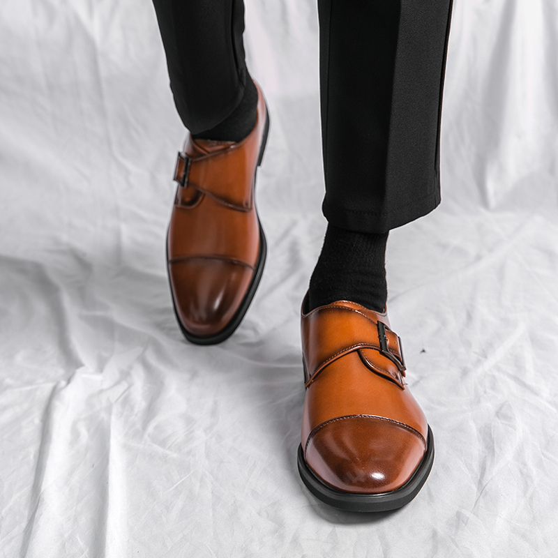 Men Casual Handmade Shoes Brock Oxford Retro Moccasins Men Classic Business Office Formal Boos Shoes Buckle Wedding Shoes