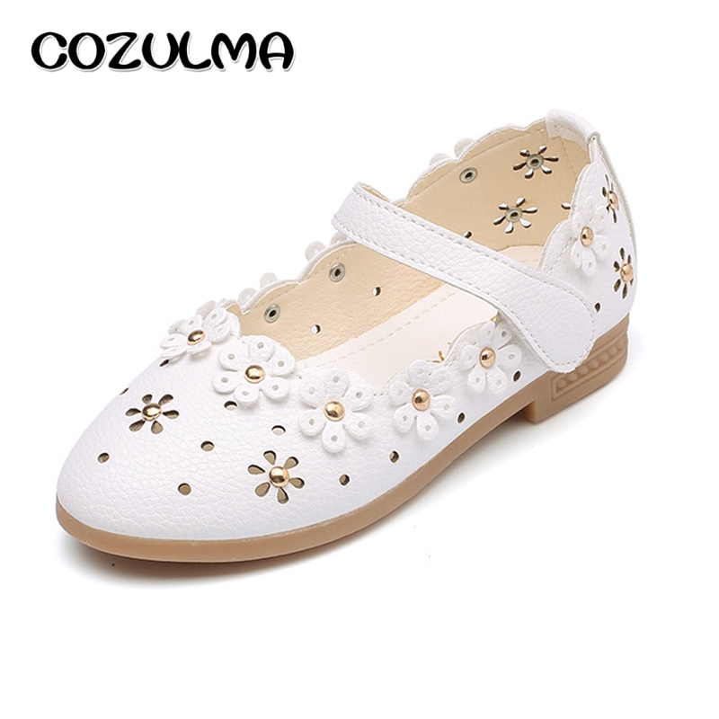 Spring Summer Kids Casual Shoes Girls Princess Dress Party Shoes Baby Girls Flower Pu Leather Anti-Slip Soft Bottom Shoe