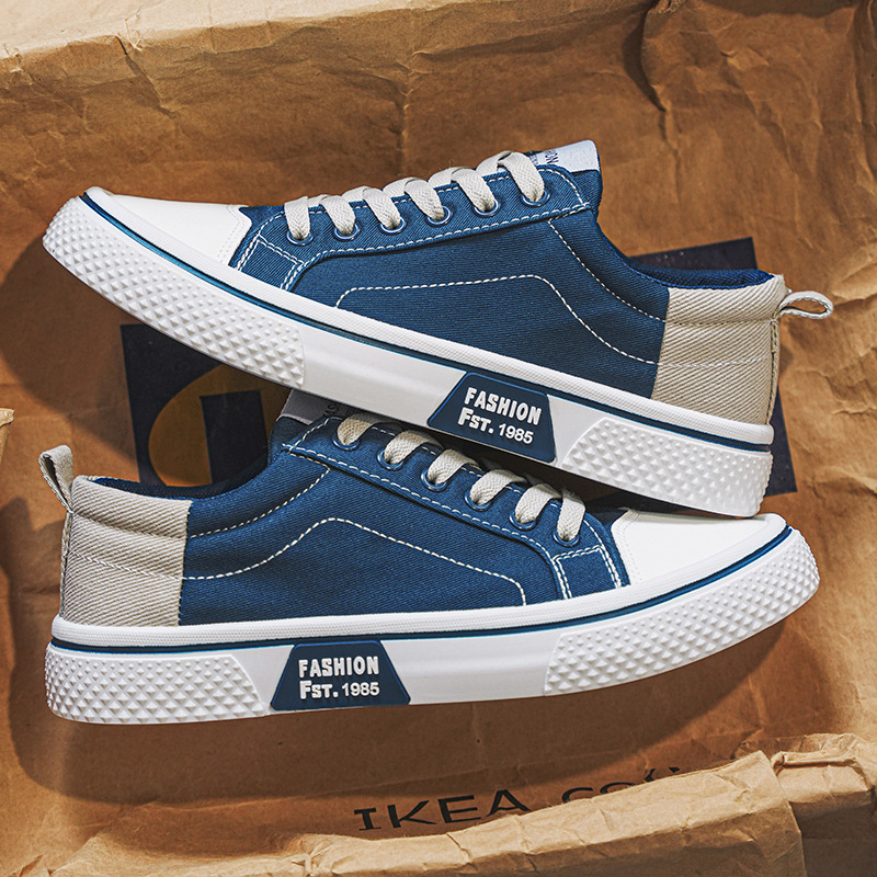 Men's new breathable and versatile skateboard shoes, men's soft soled casual sports trend fashionable canvas shoes