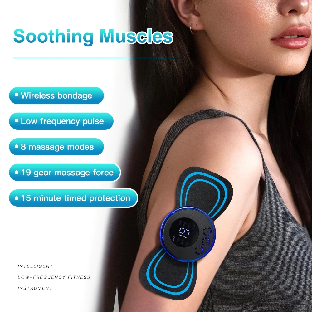 Mini Electric Pulse Neck Massager 8 Modes 19 Gears Back Shoulder Muscle Pain Relief Tool Body Massage Relax Fitness Ins