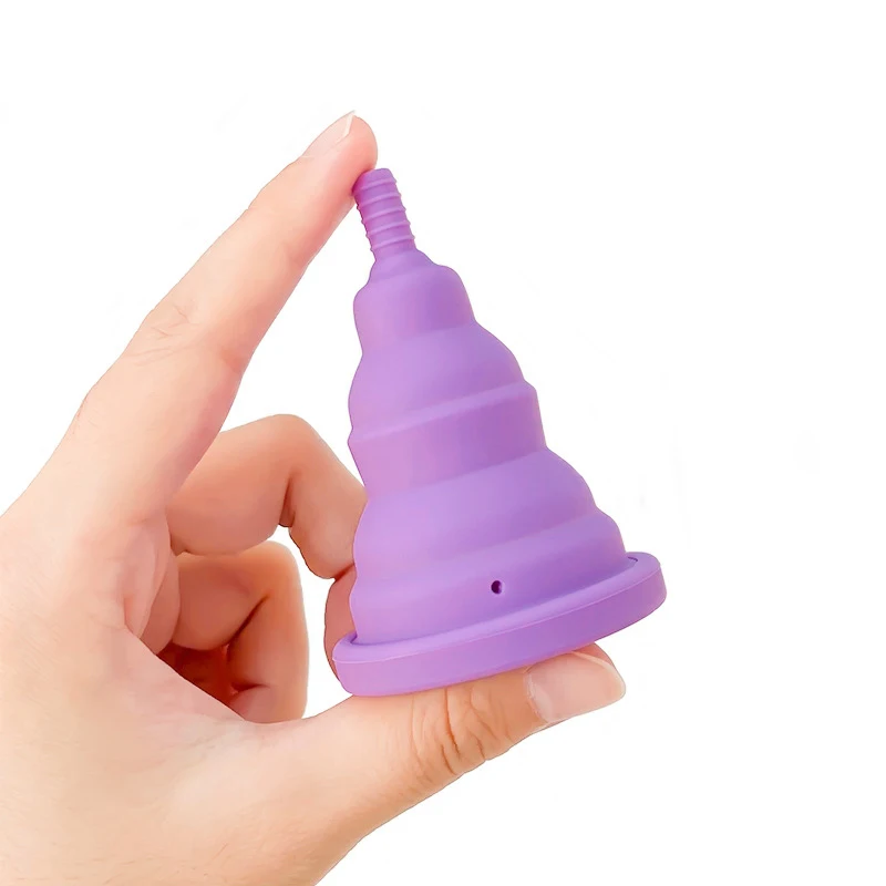 Foldable Retractable Silicone Menstrual Cup with Cover Women Menstrual Nursing Products