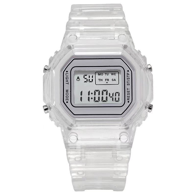 New Fashion Transparent Electronic Watch LED Ladies Wristwatch Sports Waterproof Electronic watchs Candy Multicolor Student Gift