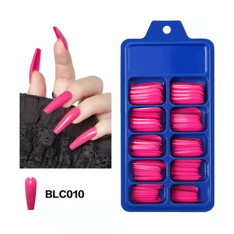 100 pieces solid color pointed false nail stickers long ballerina Multicolor false nails