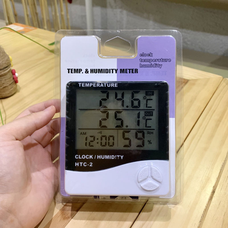 LCD Digital Thermometer Hygrometer Electronic Temperature Humidity Meter Weather Station Clock Indoor Outdoor Room Thermometer