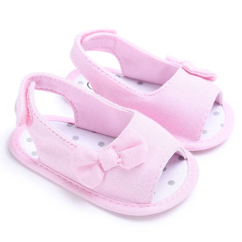 Sweet Canvas Newborn Baby Shoes Footwear Infant Toddler First Walkers Summer Girls Princess Bow Peep Toe Dress Shoe