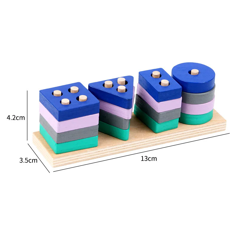Mini Montessori Toy Wooden Building Blocks Educational Toys Color Color Shape Match Puzzle Toys For Boys Girls