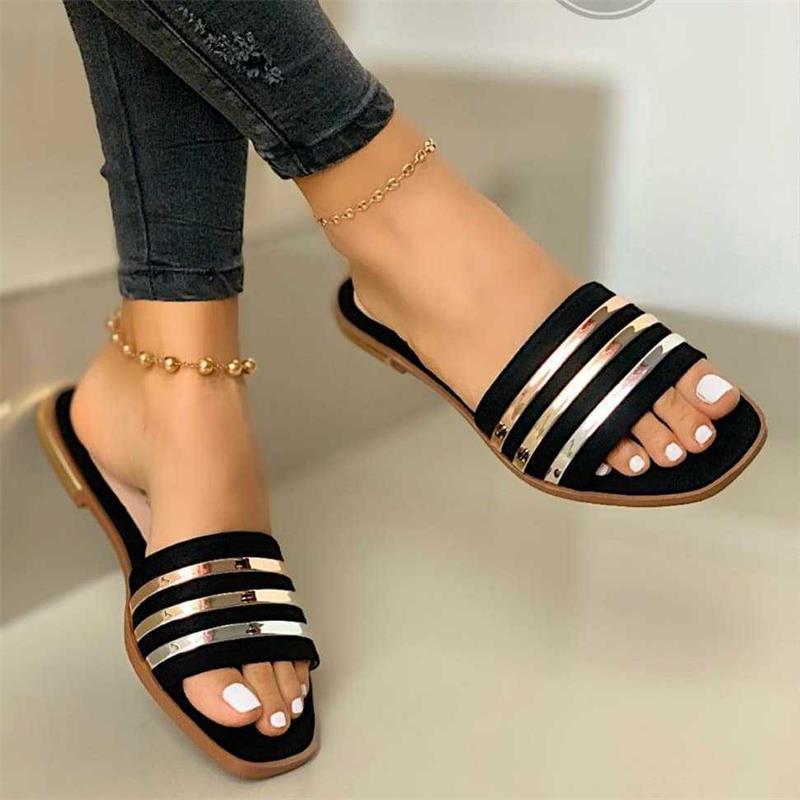 Chic Open-Toe Flat Slippers – Lightweight Summer Sandals for Outdoor & Indoor Wear