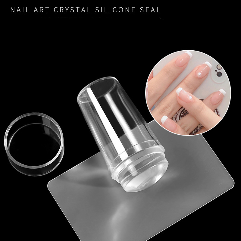 2.8cm Nail Stamper Set Jelly Head With Scraper Nail Art Template Print Silicone Stamping Plate Tools Manicure Accessories &
