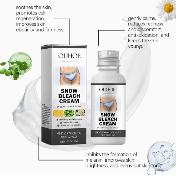 Body Whitening Bleach Cream Brighten Underarm Elbow Knees Joint Removal Intimate Parts Dark Spots Melanin Snow Bleach Cream
