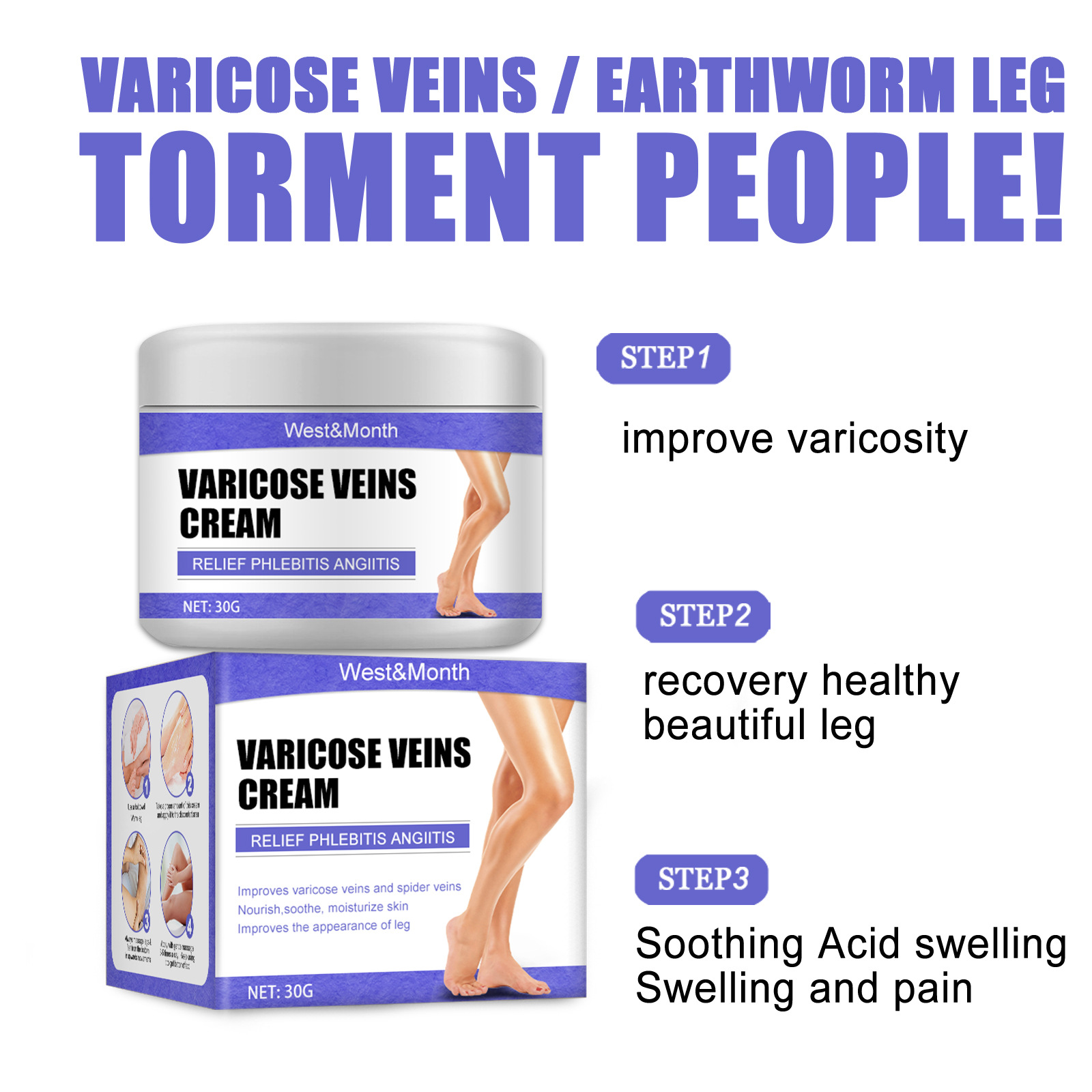 Varicose Vein Cream Earthworm Leg Vasculitis Phlebitis Spider Blue Veins Bulge Relieve Pain Red Blood Repair Moisturizing Cream